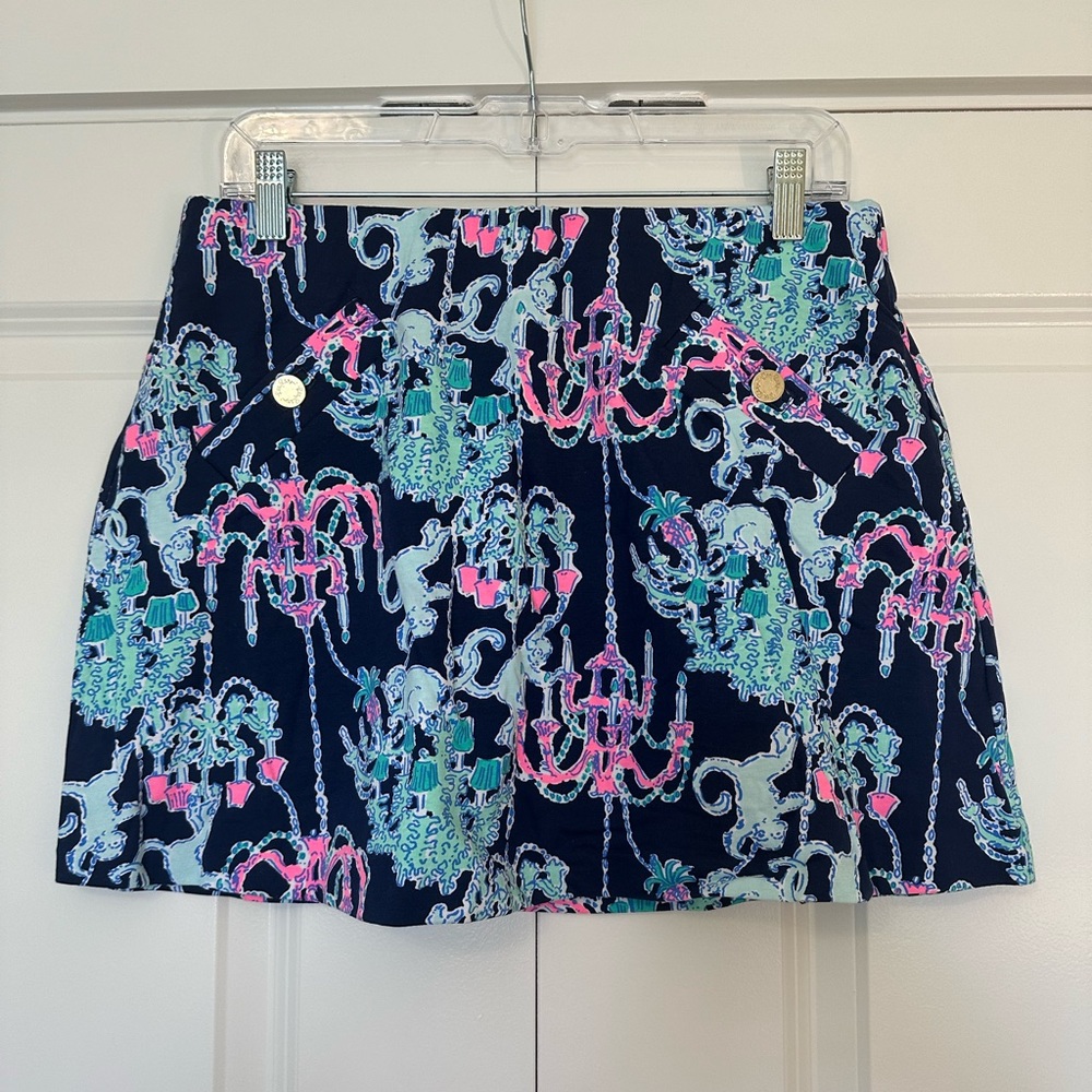 NWT Lilly Pulitzer Madison Skort Bright Navy Pop Up Monkey Trouble Size S, M & L